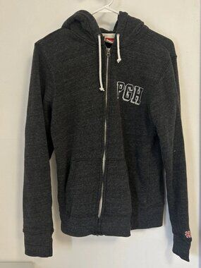 Homage Pittsburgh PGH Gray Full Zip Hoodie Small